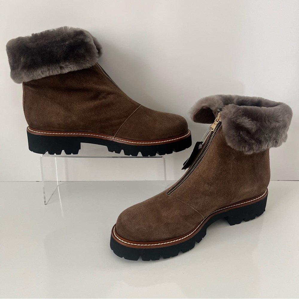 RON WHITE Paige Genuine Shearling Lined Weatherproof Bootie in Brown NEW - Picture 4 of 16